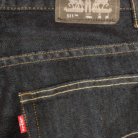 Levi’s 511 dark wash jeans, boys size 16 reg, 28x28, no flaws, nwot - Picture 6 of 7